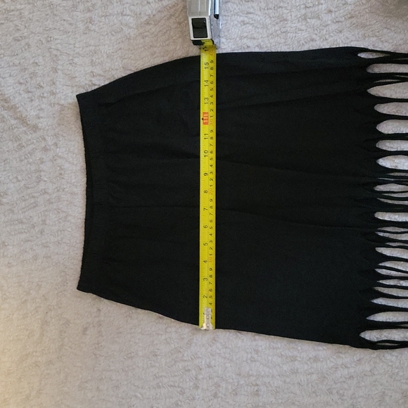 JOYPEACE~ Skirt with Fringe, Black, S - Picture 5 of 7